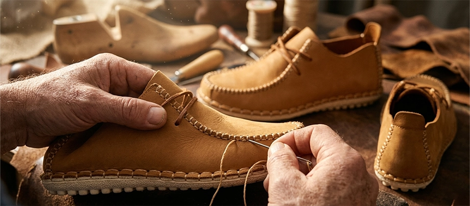 Easwalk Nomad soft Nappa leather walking shoes featuring premium hand-stitched detailing and artisan craftsmanship.