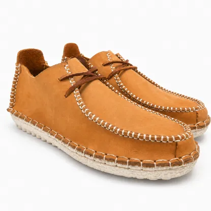 Easwalk Nomad Yellow Ochre soft nappa leather walking shoes for men